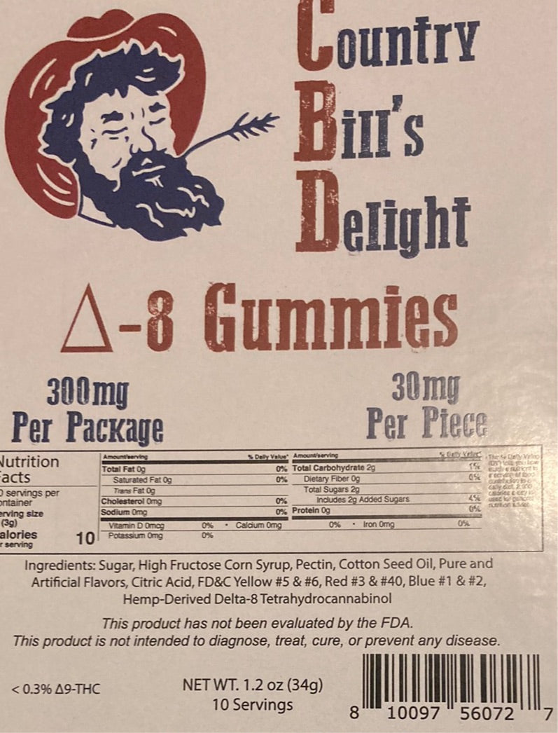 Country Bill's Delight D8 Gummies 300mg